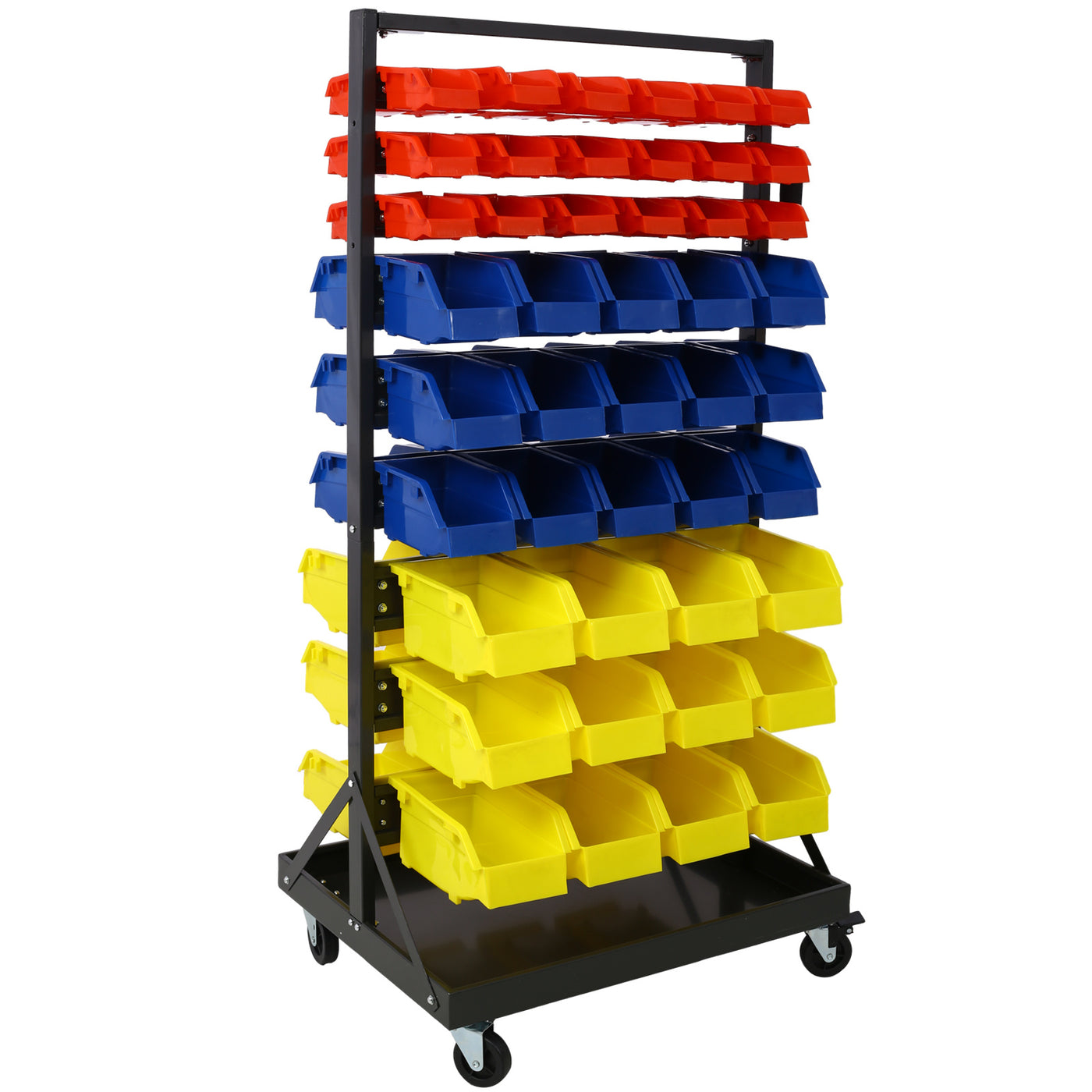 90 Parts Box Shelf Storage Organizer With Locking Wheels For Shops, Garages And Homes