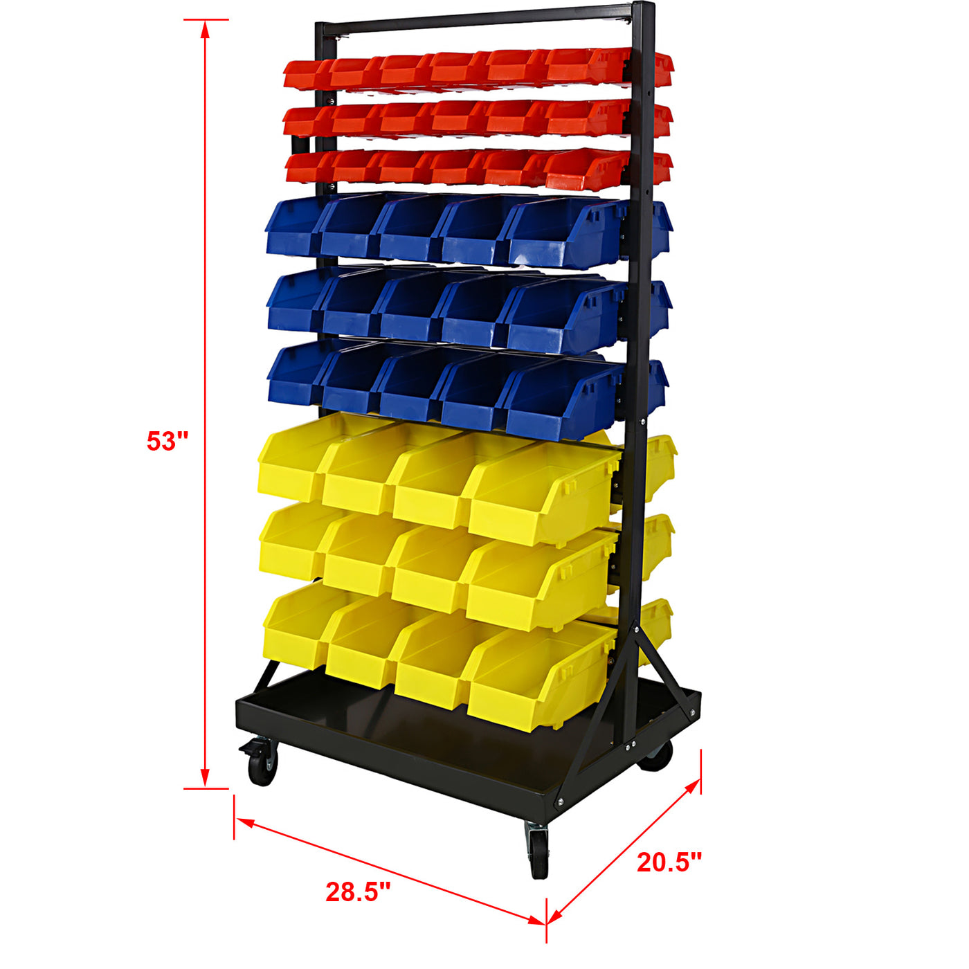 90 Parts Box Shelf Storage Organizer With Locking Wheels For Shops, Garages And Homes