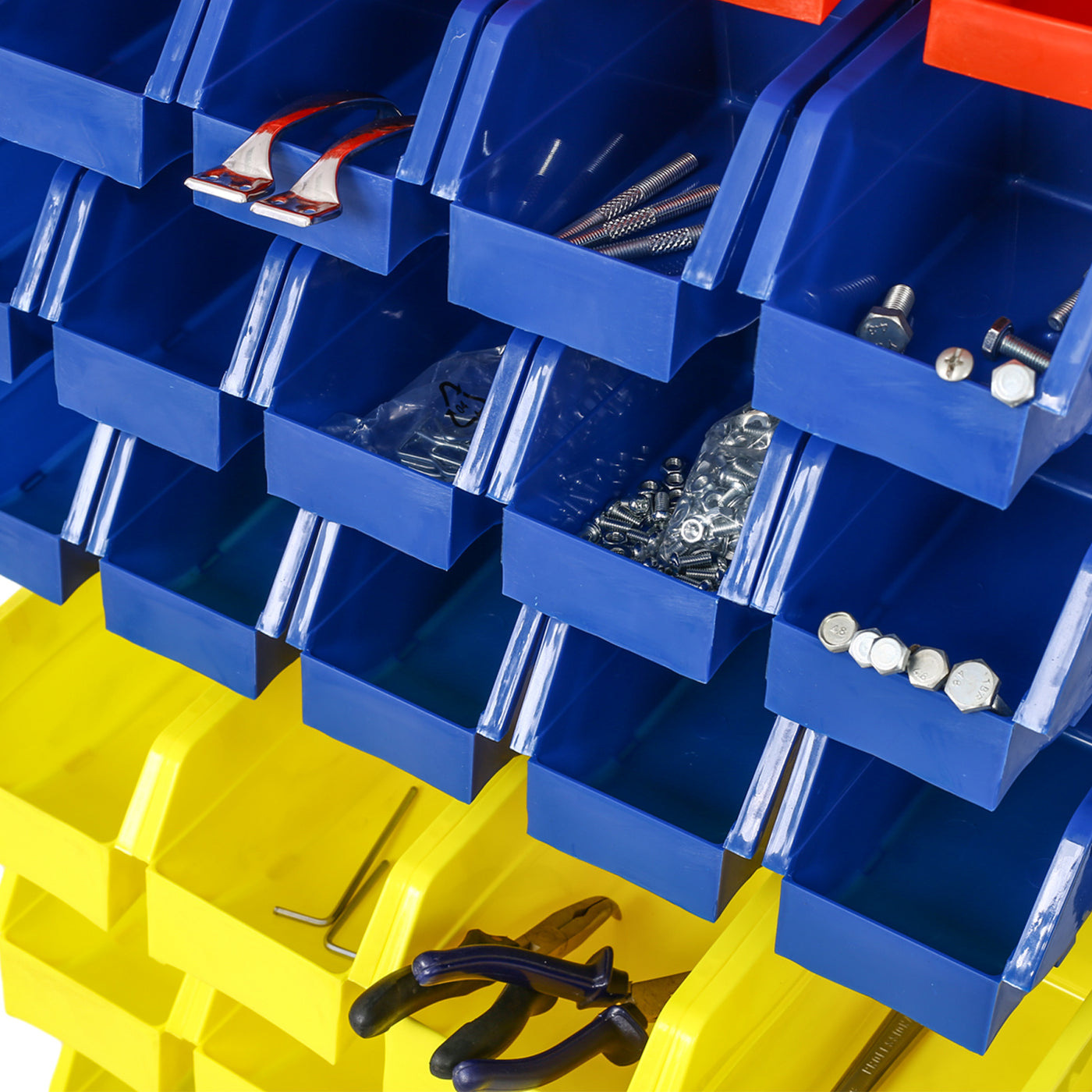 90 Parts Box Shelf Storage Organizer With Locking Wheels For Shops, Garages And Homes