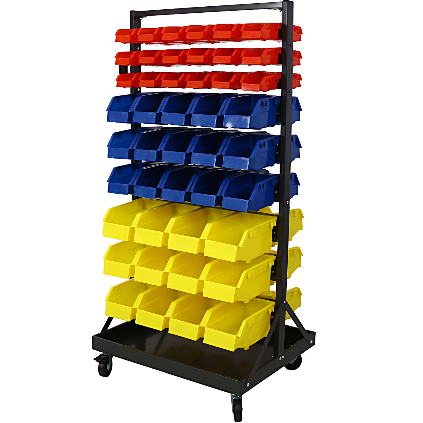 90 Parts Box Shelf Storage Organizer With Locking Wheels For Shops, Garages And Homes